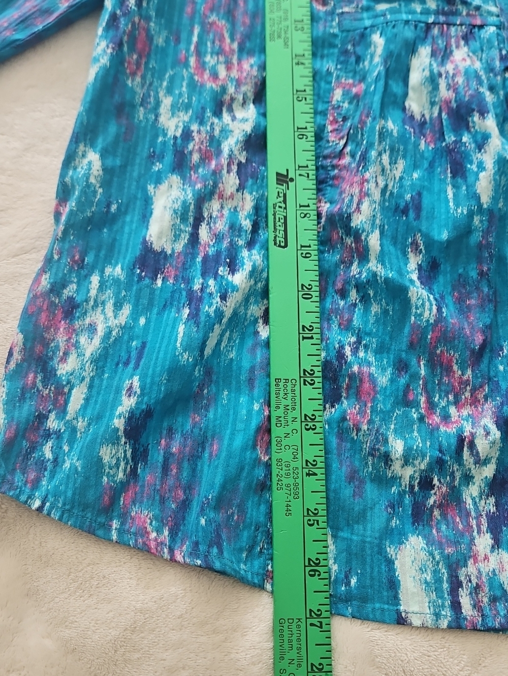 Westbound Long Sleeve Collared Partial Button Relaxed Tunic: Turquoise Monet: XL - Picture 16 of 16